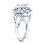 Yaffie Platinum Halo Engagement Ring with 1.75ct Round Cut Diamond - Certified & Timeless
