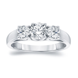 Platinum Yaffie Round Diamond 3-Stone Engagement Ring, 1 3/4ct TDW.