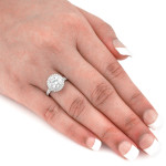 Double the Glamour: Certified Yaffie Platinum Engagement Ring with 1.625ct TDW Round-Cut Diamonds and Double Halo Design