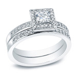Certified Princess-Cut Diamond Halo Bridal Set: Yaffie Platinum 1/2ct TDW
