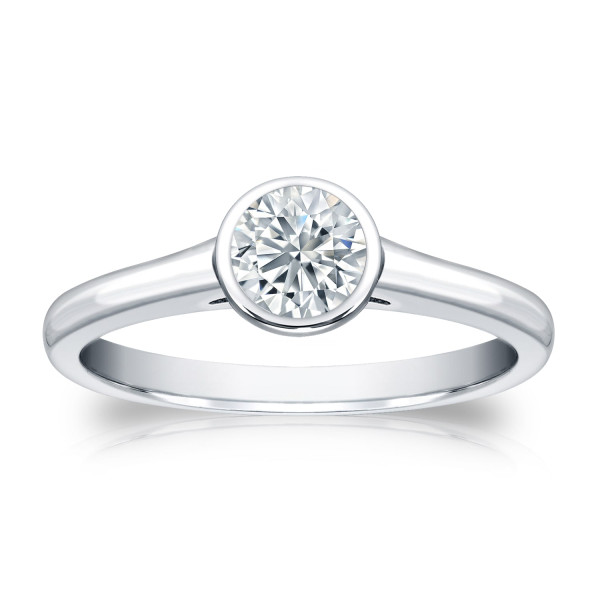 Enchanting 1/2ct TDW Round-cut Diamond Solitaire Ring in Yaffie Platinum Bezel