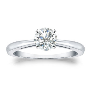 Sparkling Yaffie Platinum Diamond Engagement Ring with 1/2 Carat TDW and Classic Round-cut Solitaire