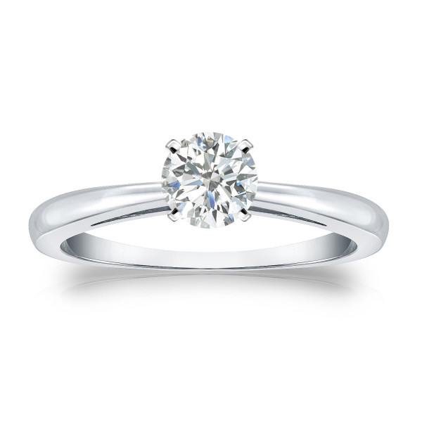 Platinum Yaffie Engagement Ring with a Round-cut Diamond Solitaire, 1/3ct TDW