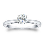 Platinum Yaffie Engagement Ring with a Round-cut Diamond Solitaire, 1/3ct TDW