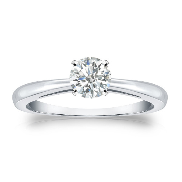 Platinum Yaffie Engagement Ring with Round-cut Diamond Solitaire (1/3ct TDW)