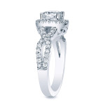 Certified Yaffie Platinum Braided Halo Engagement Ring, 1ct TDW Round Diamond