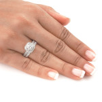 Vintage-inspired Yaffie Platinum 1ct TDW Bridal Ring Set with Certified Round Diamond
