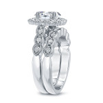 Certified Oval Diamond Halo Bridal Ring Set with Yaffie Platinum 2 1/6ct TDW