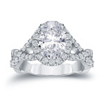 Certified Oval Diamond Halo Engagement Ring - Yaffie Platinum