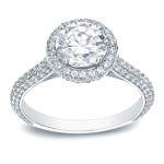 Certified Diamond Halo Engagement Ring with Round-Cut 2ct TDW in Yaffie Platinum
