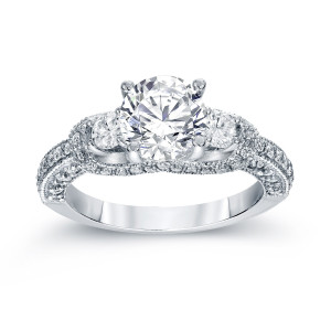 Platinum 2ct TDW Round Cut Diamond Engagement Ring - Custom Made By Yaffie™