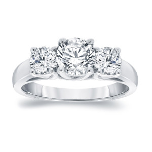 Platinum Yaffie Engagement Ring with 2ct TDW Round Diamonds in a 3-Stone Setting
