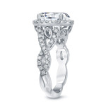 Certified Platinum Oval Diamond Halo Engagement Ring - 3 1/8ct TDW