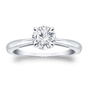 Experience Eternal Sparkle with Yaffie Platinum Round-cut Diamond Solitaire Engagement Ring - 3/4ct TDW