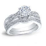 Certified Braided Bridal Ring Set with Round-cut Diamonds - Yaffie Platinum 4/5ct TDW