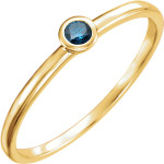 Make a Statement with Yaffie Prong Set Round Blue Diamond Solitaire Ring for Women in Dazzling Gold