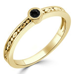 Yaffie Custom Bezel Black Diamond Solitaire Ring - 1/10ct TDW in Gold for Women