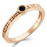 Yaffie Custom Bezel Black Diamond Solitaire Ring - 1/10ct TDW in Gold for Women