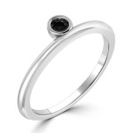 Yaffie Custom Bezel Black Diamond Solitaire Ring - 1/10ct TDW in Gold for Women