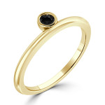 Yaffie ™ Custom Gold Ring with Round Bezel-Set Black Diamond Solitaire (1/10 ct TDW) for Women