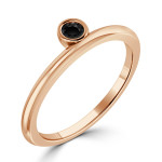 Yaffie ™ Custom Gold Ring with Round Bezel-Set Black Diamond Solitaire (1/10 ct TDW) for Women