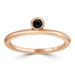 Yaffie ™ Custom Gold Ring with Round Bezel-Set Black Diamond Solitaire (1/10 ct TDW) for Women