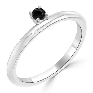 Black Diamond Solitaire Engagement Ring for Women - Prong Set with 1/10ct TDW Gold Accent - Yaffie ™ Custom Creation