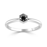 Yaffie ™ Custom Prong Black Diamond Hexagon Ring - 1/10ct TDW in Women Gold