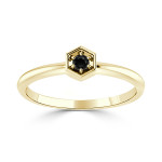 Yaffie ™ Custom Prong Black Diamond Hexagon Ring - 1/10ct TDW in Women Gold