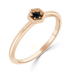 Yaffie ™ Custom Prong Black Diamond Hexagon Ring - 1/10ct TDW in Women Gold