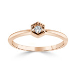 Hexagon Solitaire: Yaffie 1/10ct TDW Golden Round Diamond Ring for Women