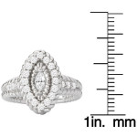 Vintage-inspired Yaffie Ring with 3/4ct Marquise Diamond Halo in white gold