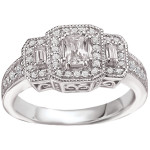 Vintage Yaffie White Gold Three-Stone Emerald-Cut Diamond Ring (3/4ct TDW)