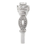 Milgrain Detailed 3-Stone White Gold Engagement Ring with 0.75ct Diamonds by Yaffie