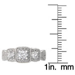 Milgrain Detailed 3-Stone White Gold Engagement Ring with 0.75ct Diamonds by Yaffie