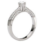 Milgrain-Embellished Round Diamond Ring Set in White Gold, Featuring 3/8ct TDW