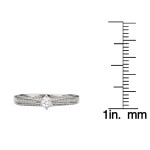 Milgrain-Embellished Round Diamond Ring Set in White Gold, Featuring 3/8ct TDW