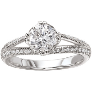 Milgrain-adorned Round White Gold Ring with 5/8ct Diamond Sparkle from Yaffie