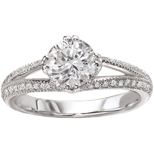 Milgrain-adorned Round White Gold Ring with 5/8ct Diamond Sparkle from Yaffie