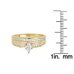 Bridal Set with Marquise and Baguette Diamonds Totaling 2/5ct TDW by Yaffie Gold