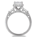 Vintage Bridal Set with Princess Cut Center Stone, Bauguettes, and Rhodium Plating in Sterling Silver