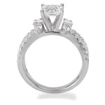 Rhodium Plated Sterling Silver Cubic Zirconia Bridal Set with Princess Cut Center and Split Shank, by Yaffie.