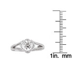 Sparkling Yaffie Ring Set: Rhodium-plated Sterling Silver with 2 2/5ct Cubic Zirconia Rounds and Elegant Split Shank Design. Perfect for Brides!