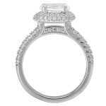 Rhodium Sparkle Sterling Silver Wedding Set with 3 1/8ct Oval Cubic Zirconia and Pave Halo.