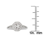 Vintage Diamond Engagement Ring with Octagonal Halo made of Sterling Silver and 1/10 Carat TDW by Yaffie