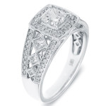 Vintage Princess-cut Diamond Ring in Yaffie White Gold with 1 1/3 TDW