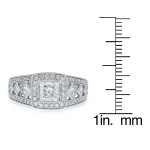 Vintage Princess-cut Diamond Ring in Yaffie White Gold with 1 1/3 TDW