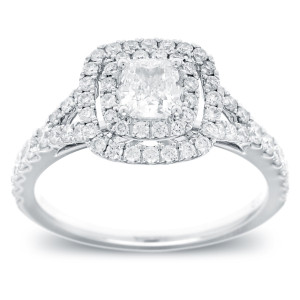 Cushion-cut 1.2 CTW Diamond Engagement Ring by Yaffie - White Gold