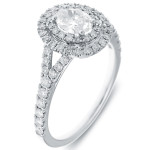 Sparkling Yaffie White Gold Oval Double Halo Engagement Ring with 1.16ct Diamonds