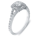 Double Halo 1ct Cushion Diamond Ring in Yaffie White Gold